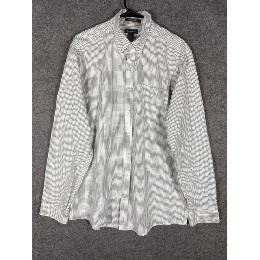Eddie Bauer Wrinkle Free Relaxed Fit Plaid‎ Button Down Long Sleeve Mens Shirt